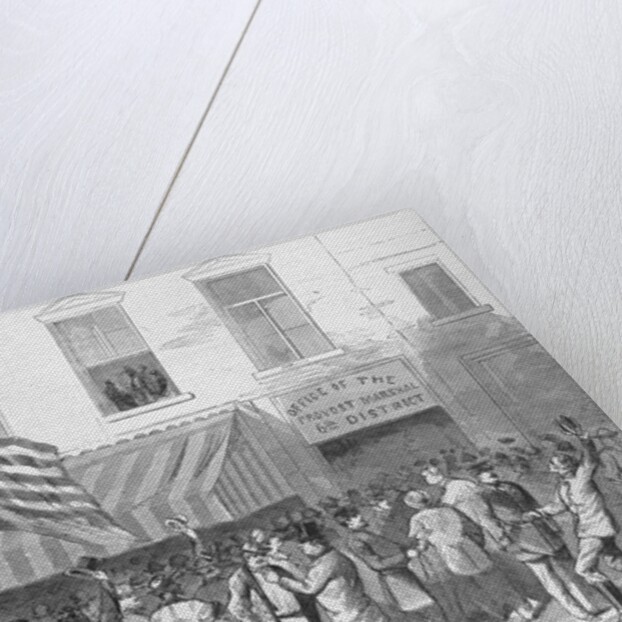 Illustration of Men Congregating Outside of the Provost Marshal's Office by Anonymous