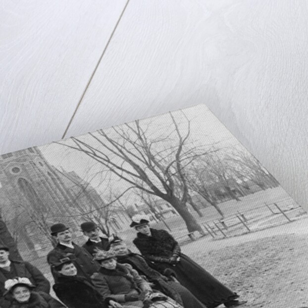 People Sitting Near a Church in Winter by Anonymous