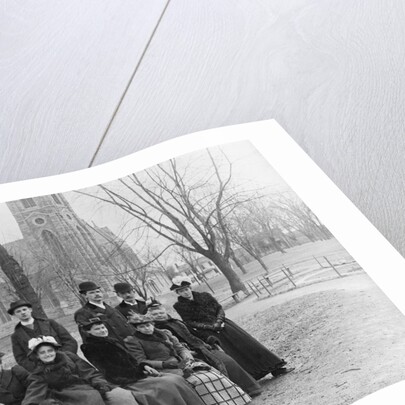 People Sitting Near a Church in Winter by Anonymous