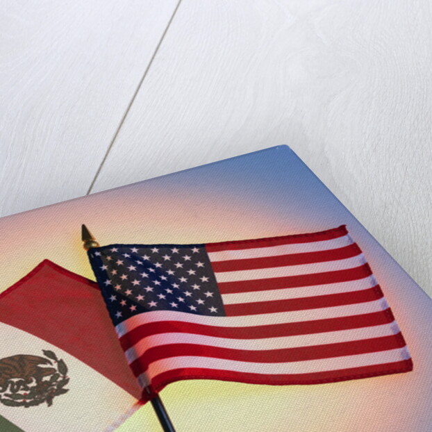 Flags of Mexico and United States by Anonymous