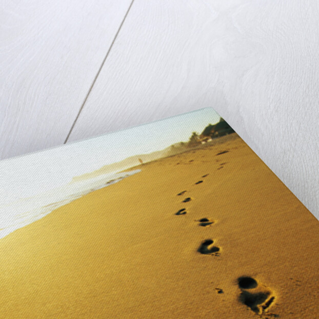 Footprints Along Beach by Anonymous