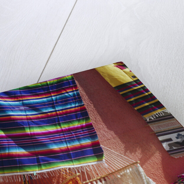 Hammocks and Serapes on Display in Market by Anonymous