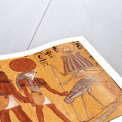 Mural Painting of Re-Harakhty in the Solar Boat Next to the Sacred Ibis by Anonymous