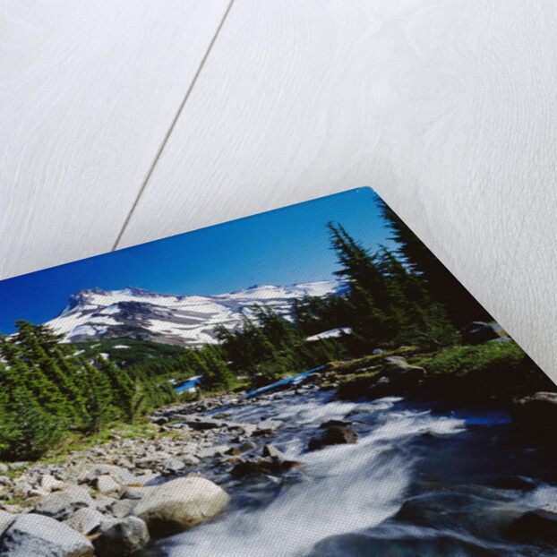 Winding Creek Below Snow-Capped Mountain by Anonymous