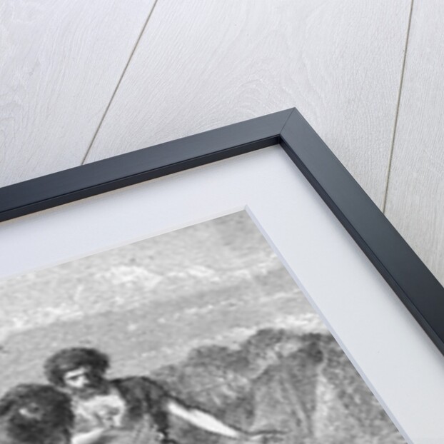 Woodcut Illustration of Prehistoric Men Casting Swords by Anonymous