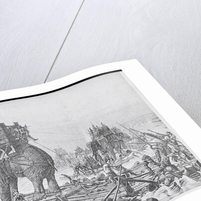 Soldiers with Elephant Crossing River by Anonymous