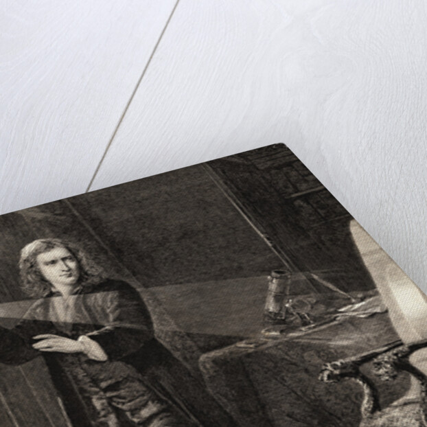 Isaac Newton Performing Experiment by Anonymous