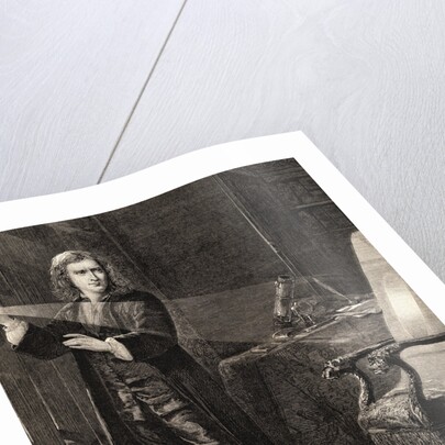 Isaac Newton Performing Experiment by Anonymous