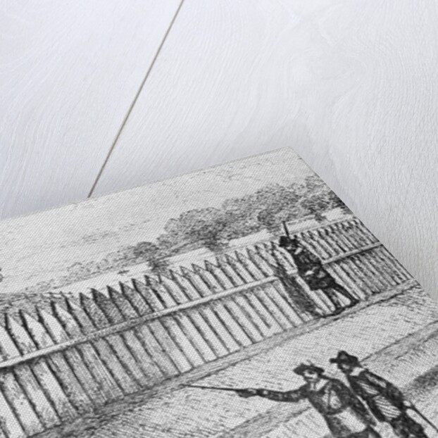 Illustration of Wooden Wall in Colonial New York by Anonymous