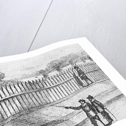 Illustration of Wooden Wall in Colonial New York by Anonymous