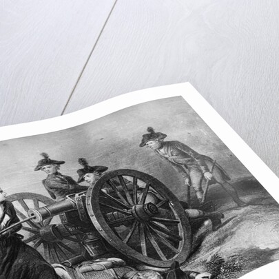 Engraving of Molly Pitcher Loading Cannon at the Battle of Monmouth by Anonymous