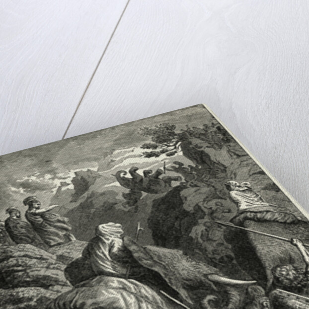 Engraving of Hannibal Crossing the Alps by H. Leutemann