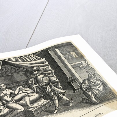 Engraving of Woman Wearing Chastity Belt by Anonymous