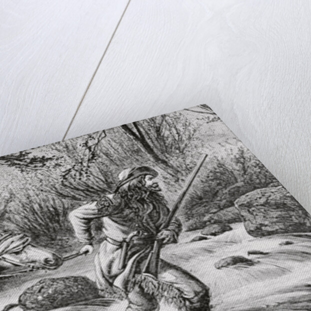 Early Frontiersman Passing a River Scene by Anonymous