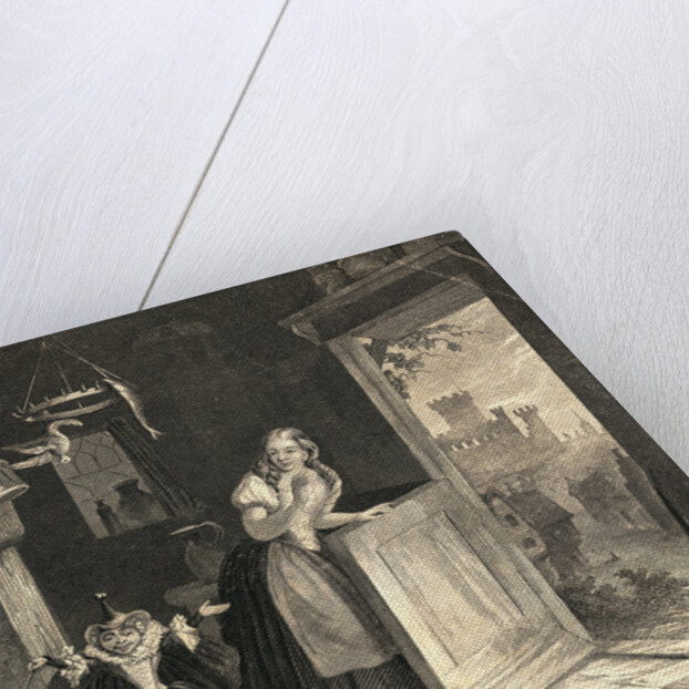 Cinderella with Fairy Godmother in Kitchen by Anonymous