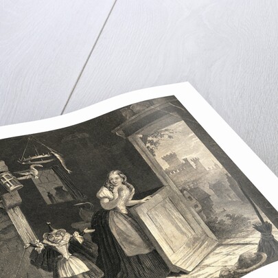 Cinderella with Fairy Godmother in Kitchen by Anonymous