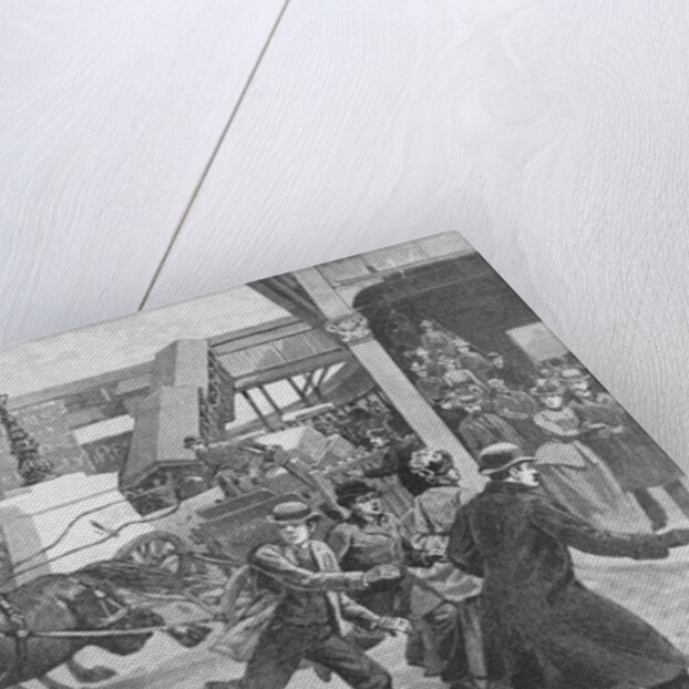 Citizens Escaping the Path of Runaway Horse Pulling Wagon by Anonymous