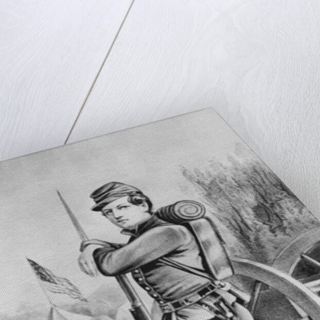 Sketching of Soldier Propped with Rifle by Anonymous