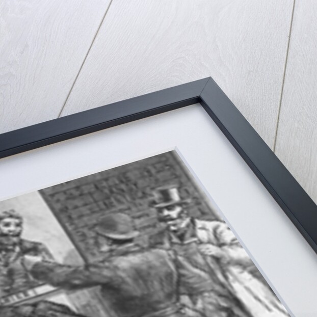 Woodcut Print of Police Raiding Bookie Room by Anonymous