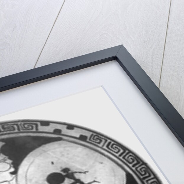 Red Figure Vase Painting with Greek Soldier Holding a Shield by Anonymous