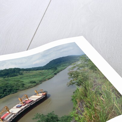 Cargo Ship and Small Boat in Culebra Cut by Anonymous