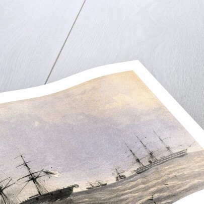 Ships Laying Cable in the Ocean by Anonymous