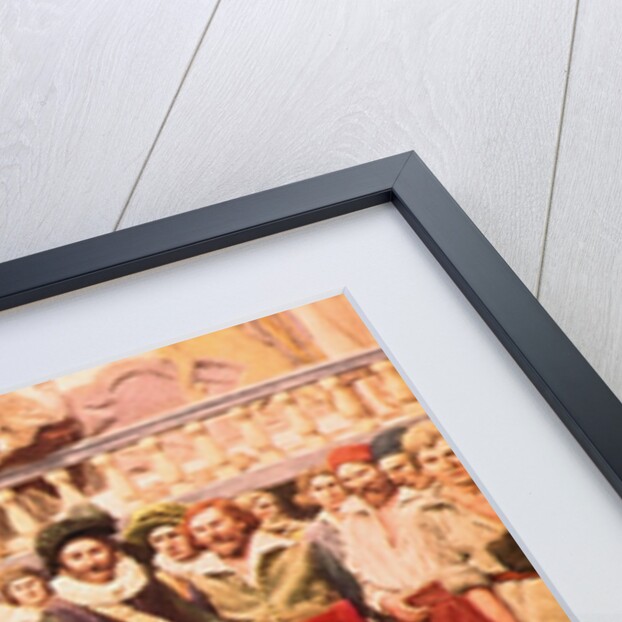 Illustration of Henry Hudson Trading Furs with Native Americans by Anonymous