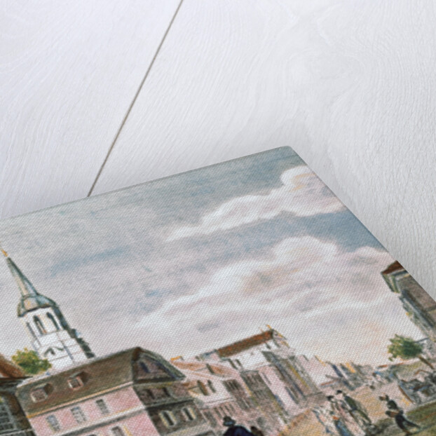 Church and Travelers in Street Scene of Early Philadelphia by Anonymous