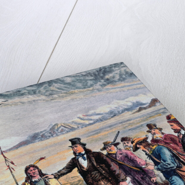 Engraving of Brigham Young Leading Expedition to Salt Lake, Utah by Anonymous