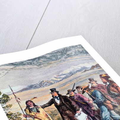 Engraving of Brigham Young Leading Expedition to Salt Lake, Utah by Anonymous