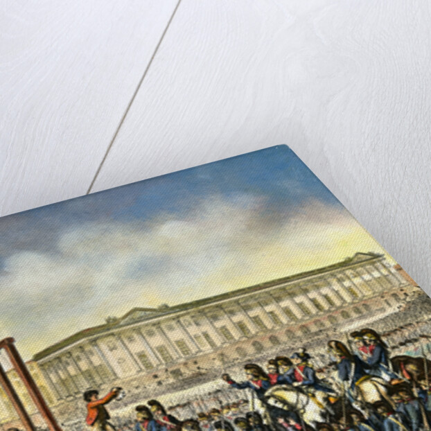 Illustration of Executioner Holding Head of Louis XVI as Crowd Looks by Anonymous