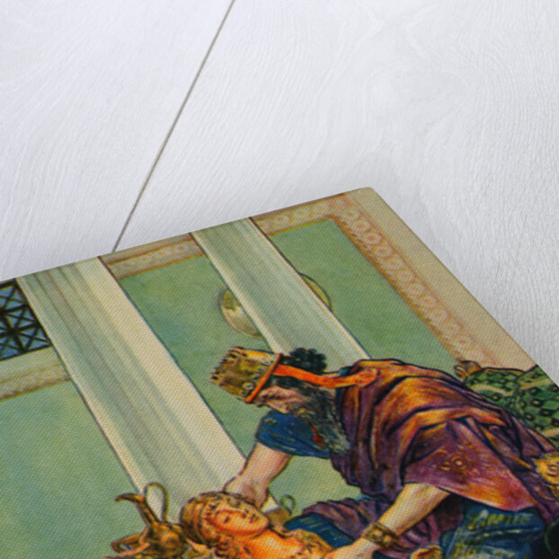 Illustration of King Midas Seeing Daughter Turning into Gold by C.E. Brock