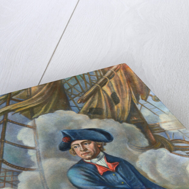 John Paul Jones with Sword in Hand on Ship Deck by Anonymous