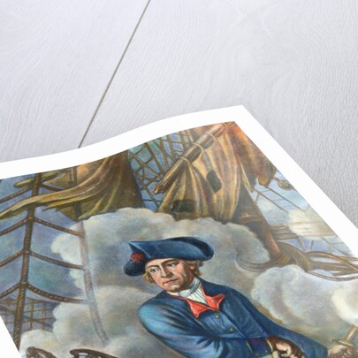 John Paul Jones with Sword in Hand on Ship Deck by Anonymous