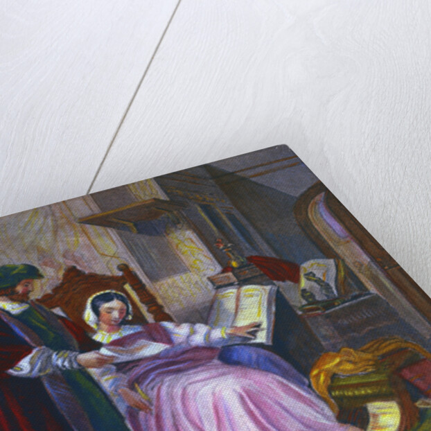 German Inventor Johann Gutenberg and Wife with Print Material by Anonymous