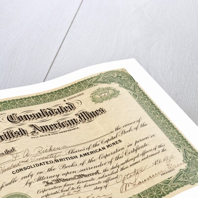 British American Mines Certificate by Anonymous
