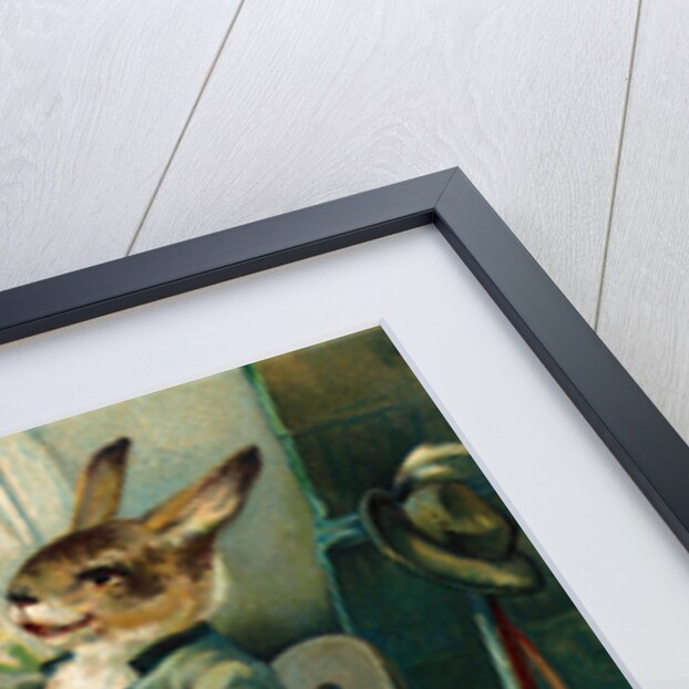 Easter Greeting Postcard Depicting a Rabbit and a Chick by Anonymous