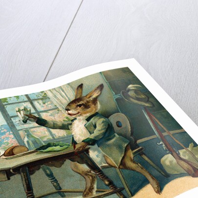 Easter Greeting Postcard Depicting a Rabbit and a Chick by Anonymous