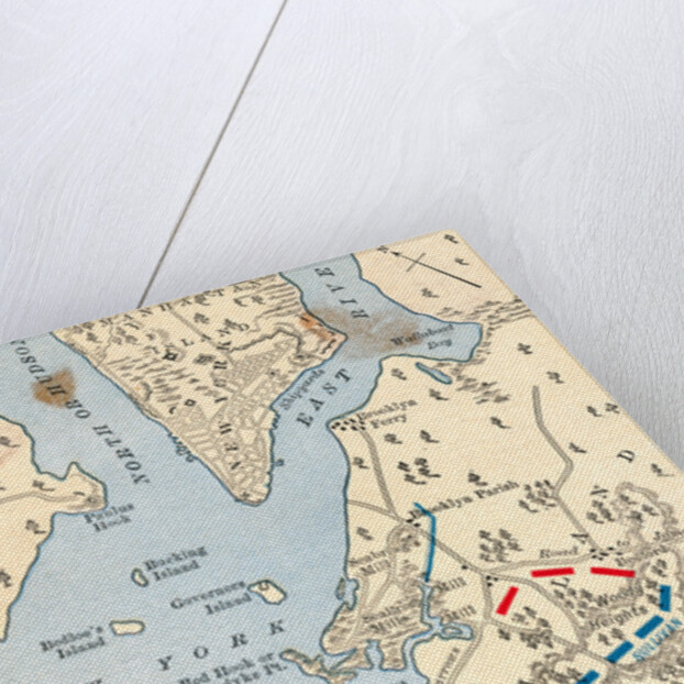Early Map of Long Island Showing Battle Grounds by Anonymous