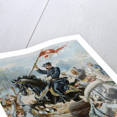 Illustration of Philip Henry Sheridan in Civil War Battle by Anonymous