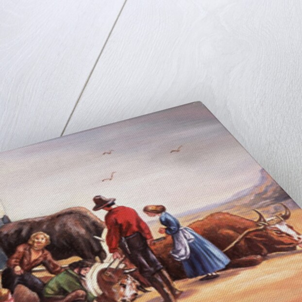 Wagon Train Party with Oxen by Anonymous