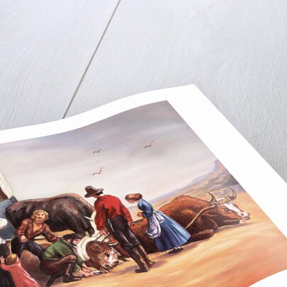 Wagon Train Party with Oxen by Anonymous