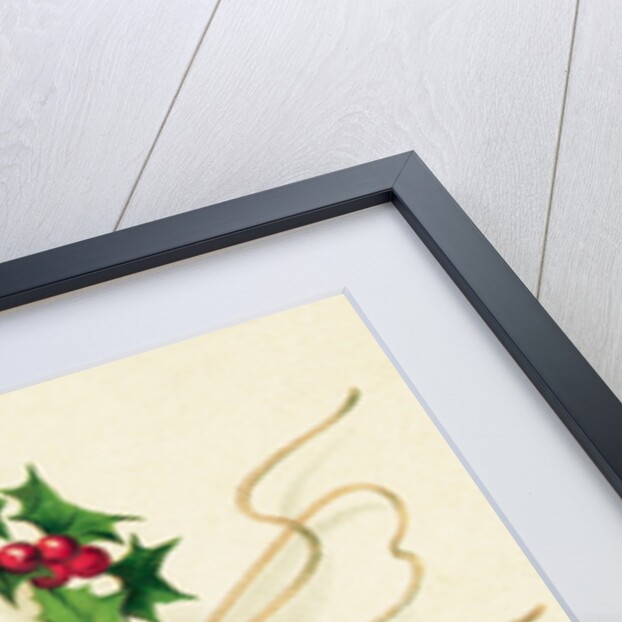 Christmas Card with Wreath of Holly and a Trio of Bells by Anonymous