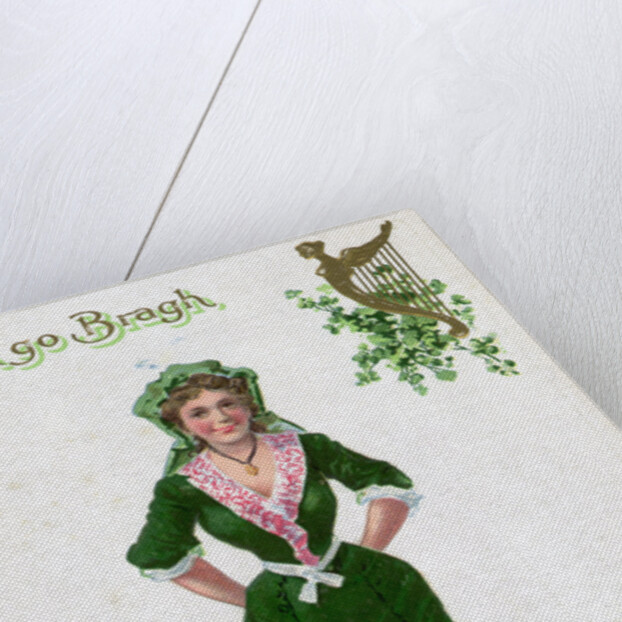 Irish Woman Dressed In Green On Card by Anonymous