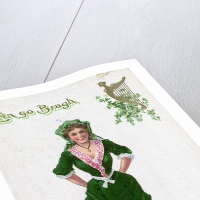 Irish Woman Dressed In Green On Card by Anonymous