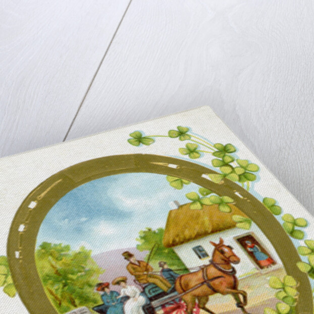 Family Riding In Carriage On Card by Anonymous