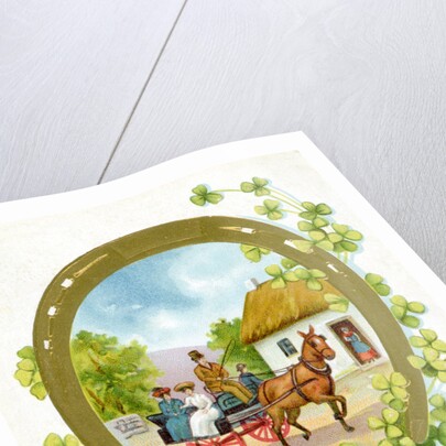 Family Riding In Carriage On Card by Anonymous