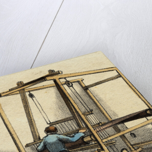 Man Working on Hand Weaving Loom by Anonymous