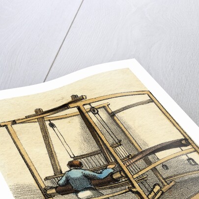 Man Working on Hand Weaving Loom by Anonymous