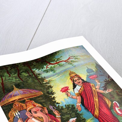 Hindu God Ganesha with Hindu Goddess Lakshmi by Anonymous